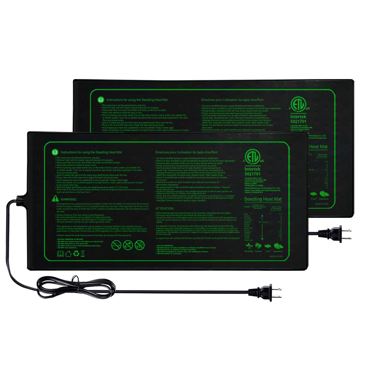 Seedling Heat Mat - Двух упаковки, 20x10 дюймов, нагревательный коврик