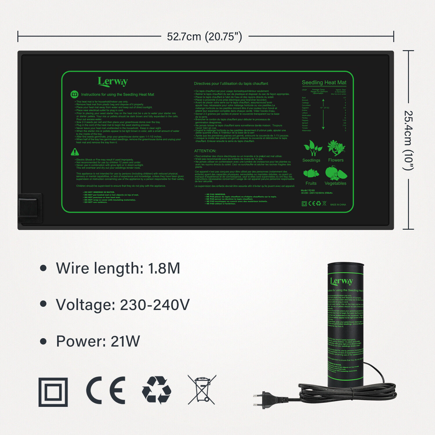 LERWAY 21 Вт нагревательный ко – обзор и цена Seedling Heat Mat