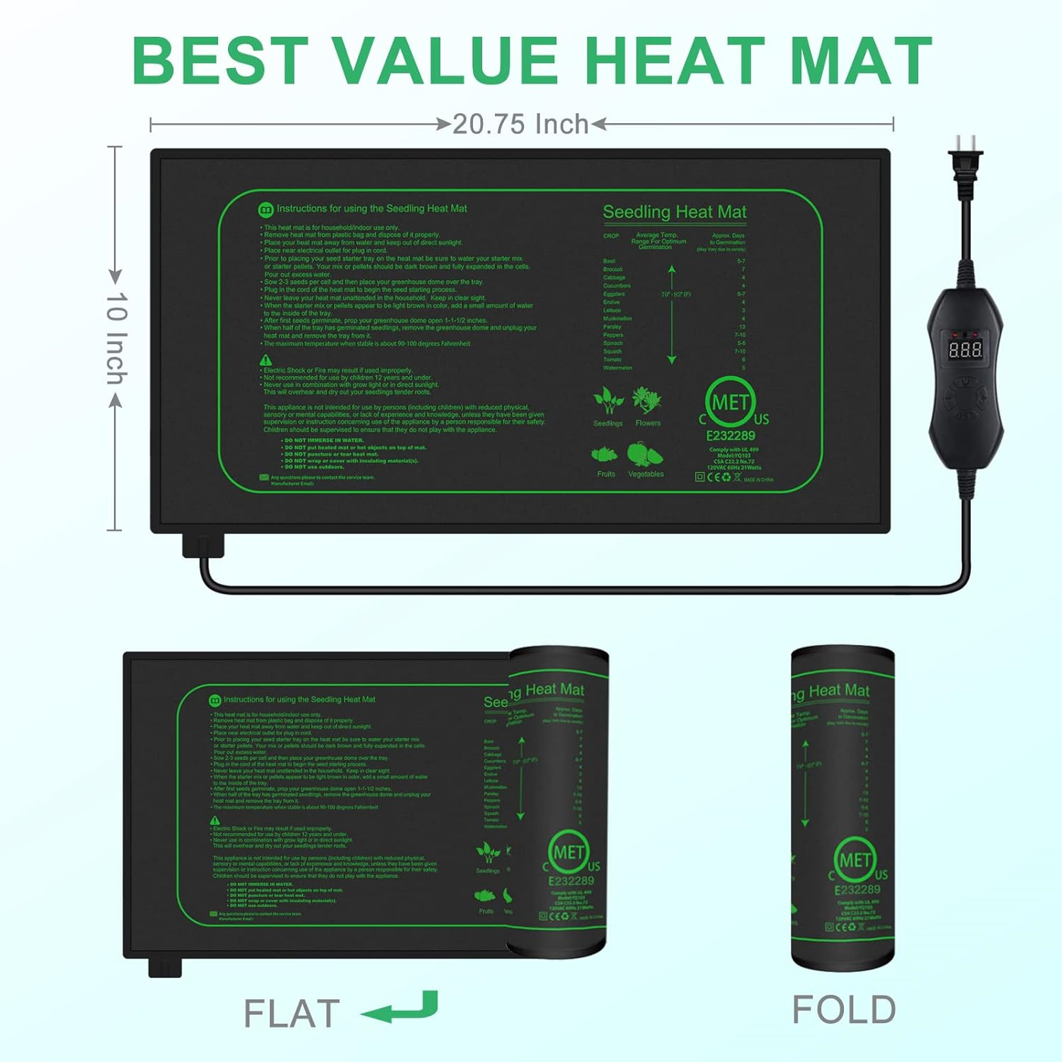 Коврик для рассады с цифровым  – обзор и цена Seedling Heat Mat